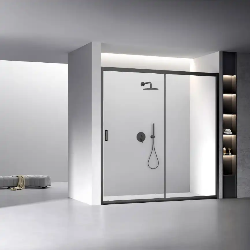 Душевая дверь Veconi Vianno VN-60B 190 см, VN60B-190-01-C5, профиль Черный, стекло Прозрачное фото 1