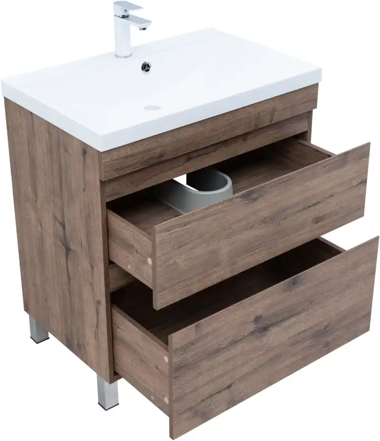 Тумба под раковину Aquanet Нота New 75 напольная, дуб веллингтон табак, 344142 фото 4