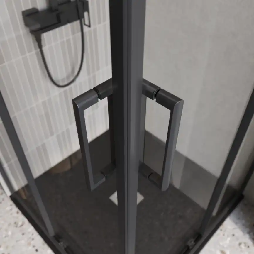 Душевой уголок BelBagno LUCE-A-2-90-C-NERO стекло прозрачное, профиль Черный матовый фото 2
