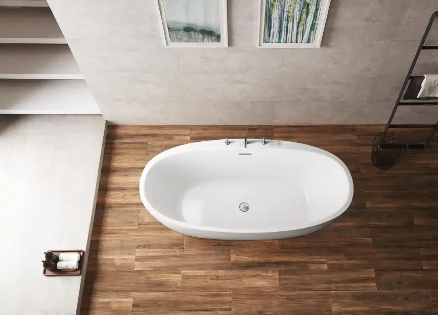 Акриловая ванна BELBAGNO 170х80 BB404-1700-800 овальная, отдельностоящая, Белая фото 4