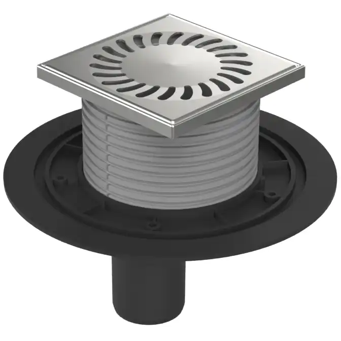 Душевой трап Azario 12х12 см AZ-384 A с перфорированной решеткой, Хром матовый фото 1