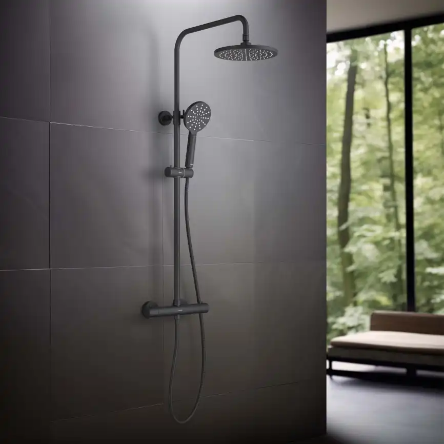 Душевая система Aquatek ЕВРОПА AQ2343MB с термостатом, Черный матовый фото 6