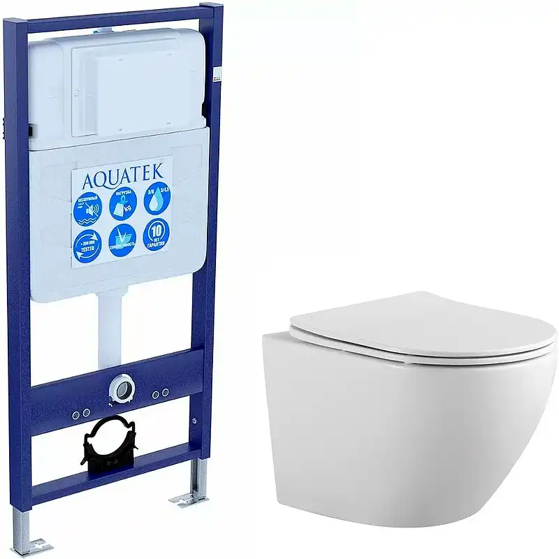 Комплект унитаза с инсталляцией Aquatek Set Aquatek Европа с сиденьем Микролифт фото 1