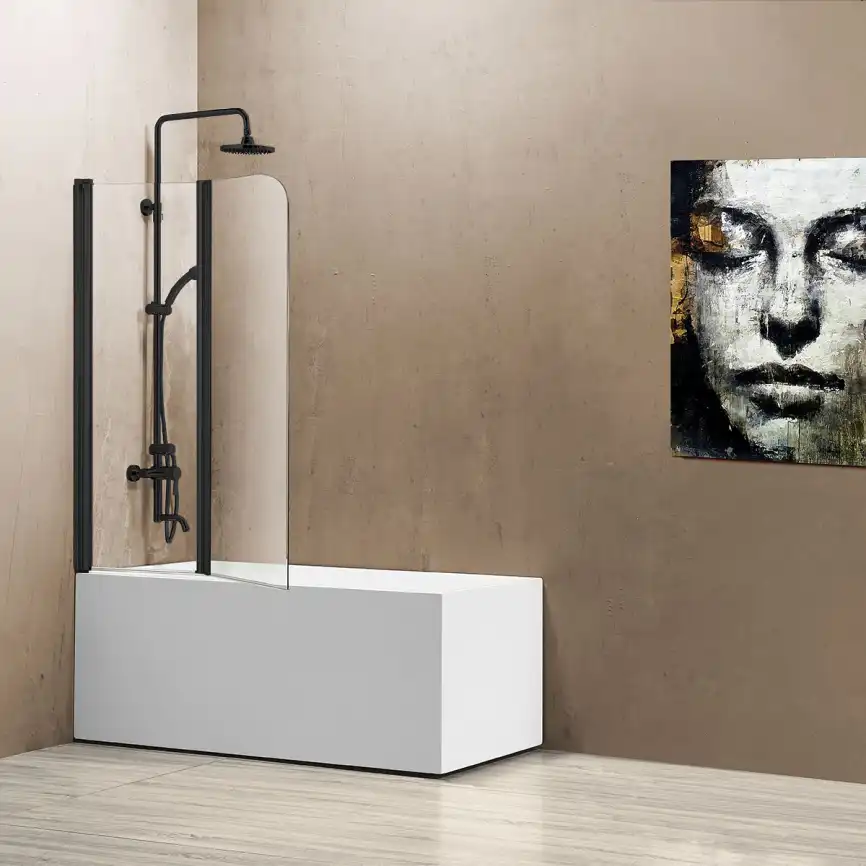 Шторка для ванны Vincea VSB 114 см, VSB-12114CLB, профиль Черный, стекло Прозрачное фото 1