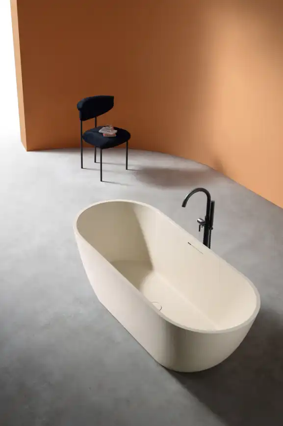 Ванна  Abber Frankfurt 170х75 AM9941MBE из искусственного камня, Светло-бежевая матовая фото 3