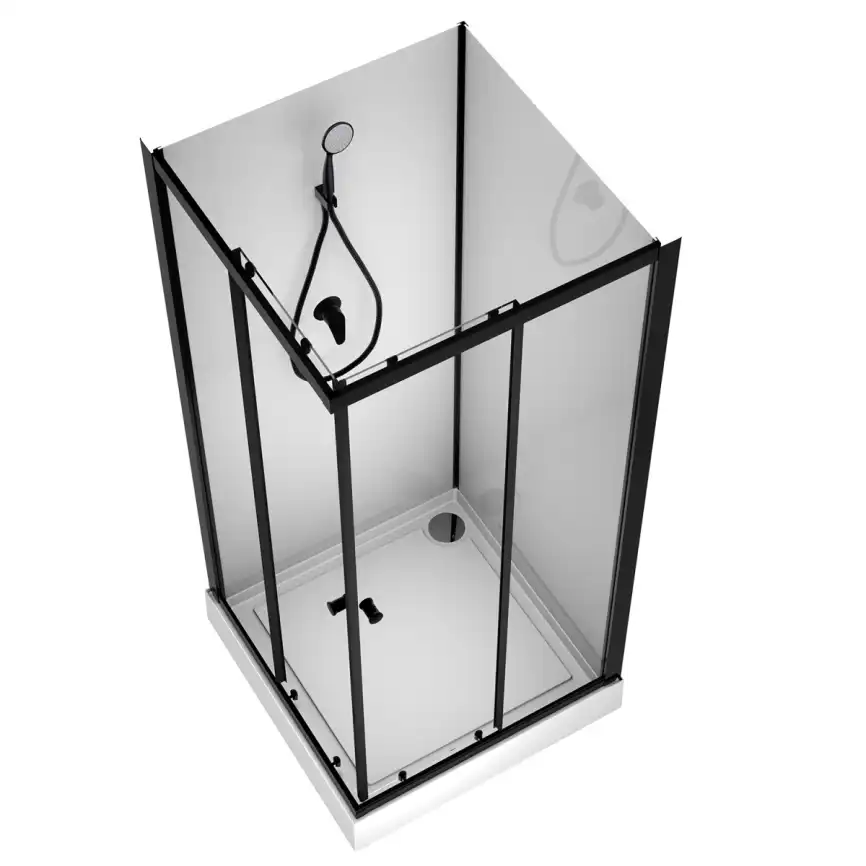 Душевая кабина Loranto 90х90 низкий поддон, прозрачное стекло, профиль Черный, CS-21801 фото 3