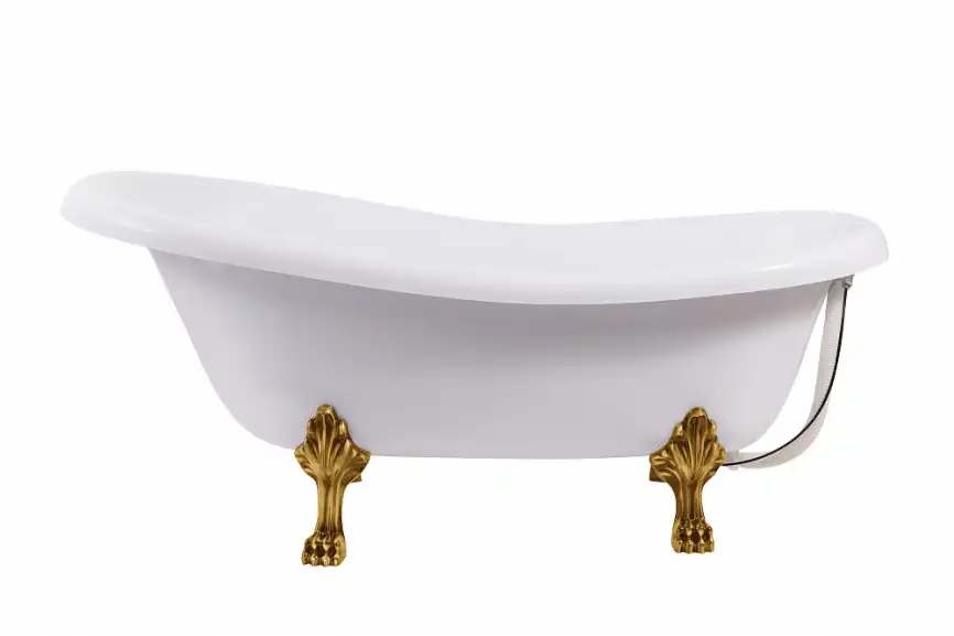 Ванна из литьевого мрамора  Aqua de Marco EDELWEISS 170х78 с золотыми ножками Белая 1170WGEDE фото 4