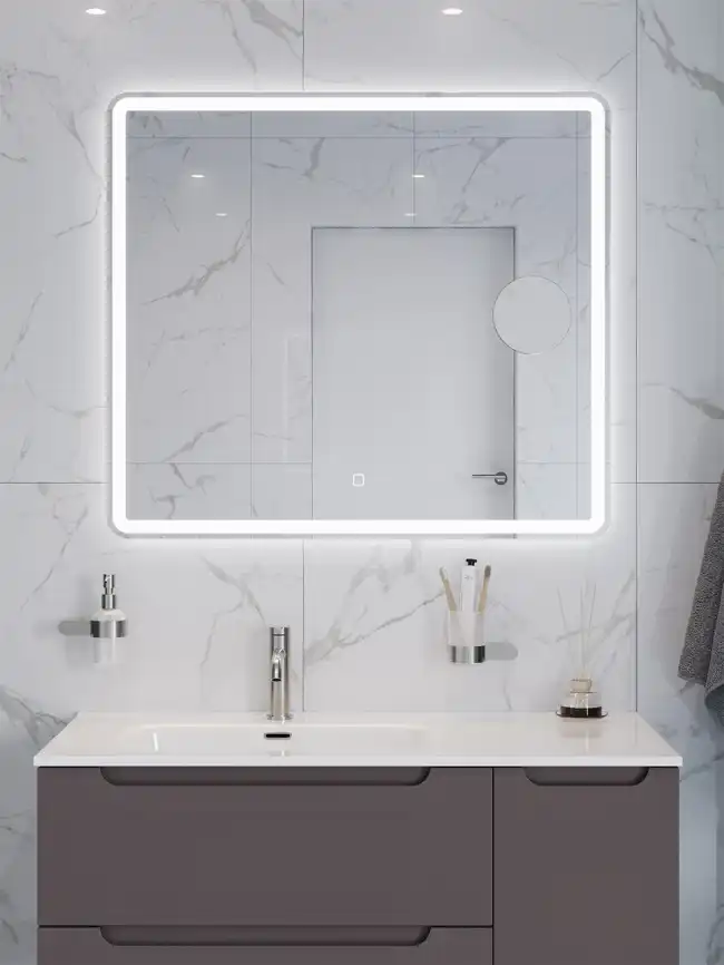 Зеркало BelBagno SPC-MAR-900-800-LED-TCH-LNZ с подсветкой и встроенной линзой 3-х кратного увеличения фото 10