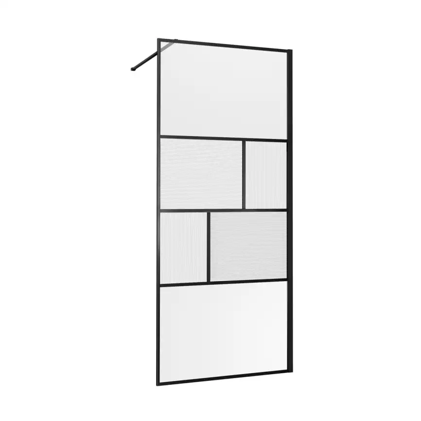 Душевая перегородка Vincea Walk in HC Art 100 VSW-1HC100CFB, профиль матовый черный, стекло прозрачное/рифленое фото 4