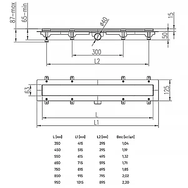Душевой лоток Azario Klasik 35 см AZ-CH 350 K с решеткой под плитку, Хром матовый фото 5
