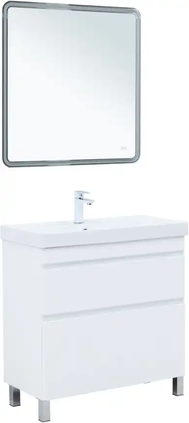 Тумба под раковину Aquanet Слим 80 напольная, белый сатин, 346044 фото 7