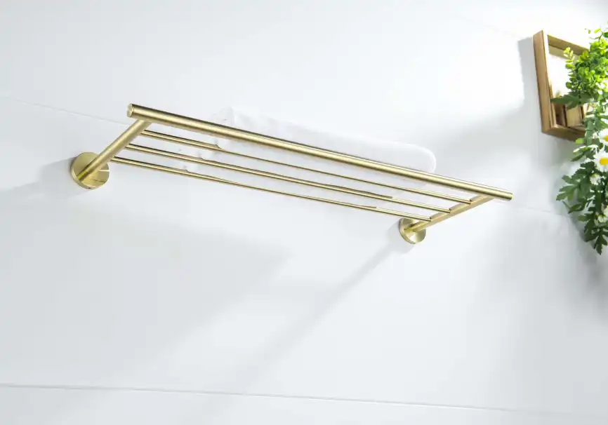 Полка для полотенец Aquatek Оберон AQ4222BG, Золото матовое фото 4