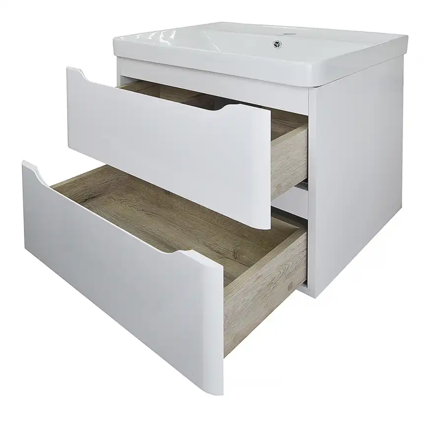 Тумба с раковиной Azario Lotos 60 CS00083929, подвесная, Белая глянцевая фото 3