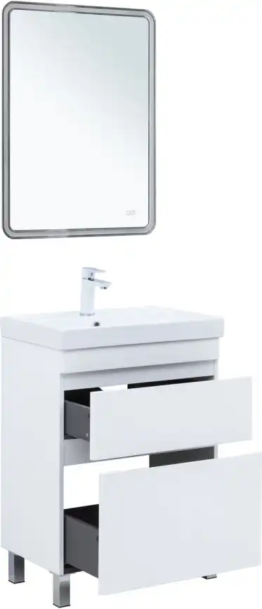 Тумба под раковину Aquanet Слим 60 напольная, белый сатин, 346042 фото 6