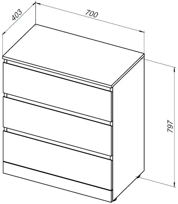Комод Aquanet Сканди 700x400 Дуб эдгрейн (3 ящика) 302549 фото 2