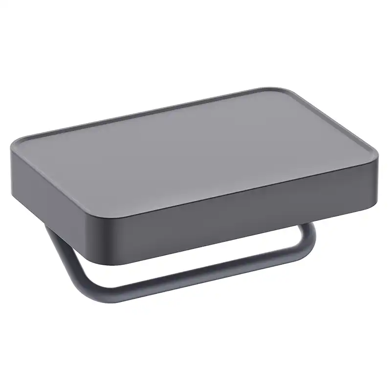 Держатель для туалетной бумаги AVS Pawns черный матовый, с полочкой фото 1