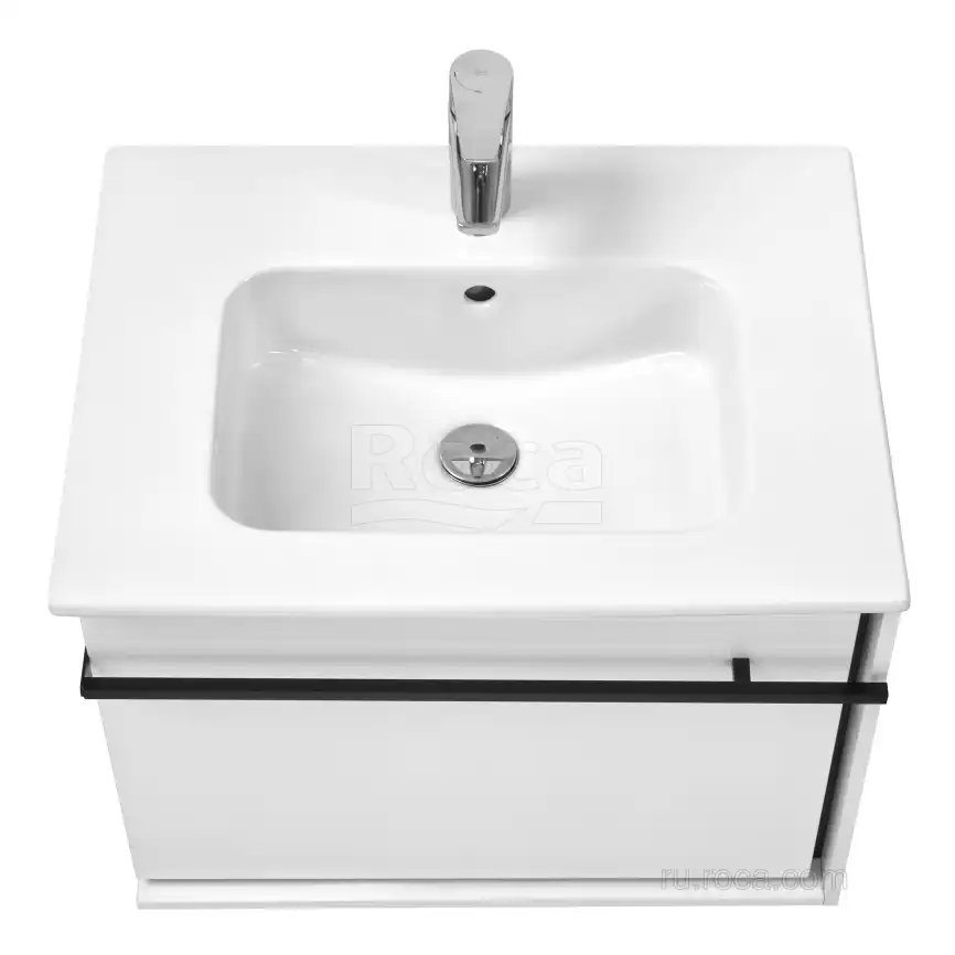 Тумбы под раковину Roca Aneto 60 857429806 подвесная, цвет, Белый глянцевый / Черный фото 2