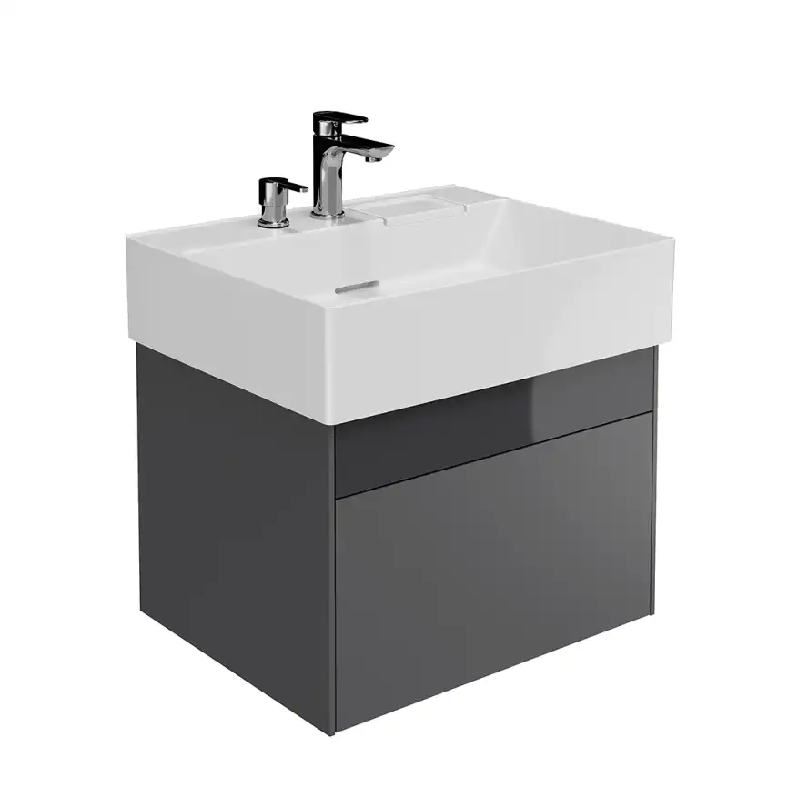 Тумба под раковину Kerama Marazzi LOGICA 60 см, LOG.60.2\ST подвесная, стальной серый фото 1