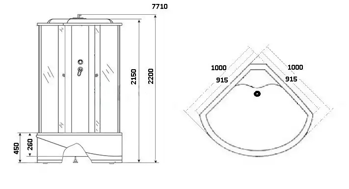 Душевая кабина Niagara Luxe 100х100х215 NG-7710W высокий поддон, с гидромассажем фото 4