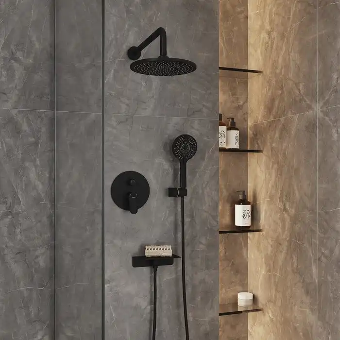 Душевая система Milardo Rora RORBL02M67 для душа, встраиваемый цвет, Черный матовый фото 1