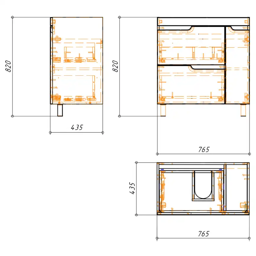 Тумба с раковиной Azario KANTRI 80/2Н CS00097254, напольная+дверь с раковиной Фостер 80, белая фото 8