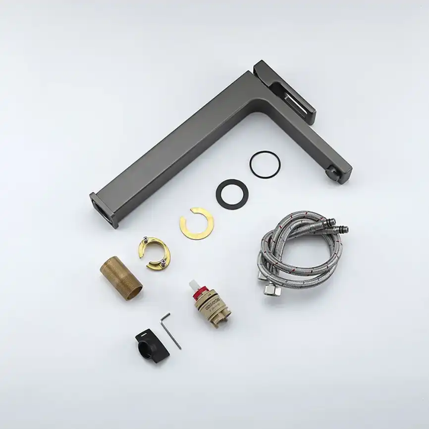 Смеситель для раковины Gappo G1017-92 высокий, Оружейная сталь фото 4