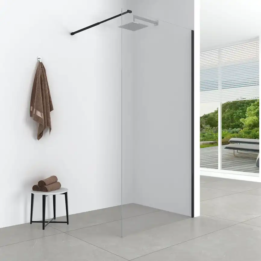 Душевая перегородка Loranto Walk-in 90 CS-W04B-90, профиль черный матовый, стекло Прозрачное фото 5