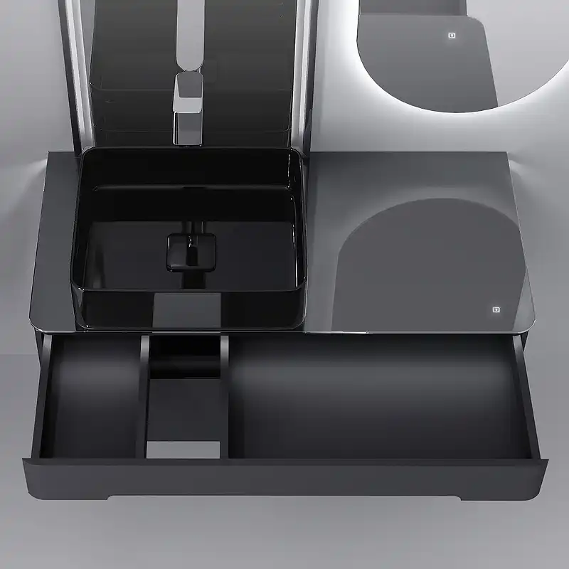 Тумба под раковину Jorno SHINE 100 Shi.01.100/P/A Серый антрацит фото 3