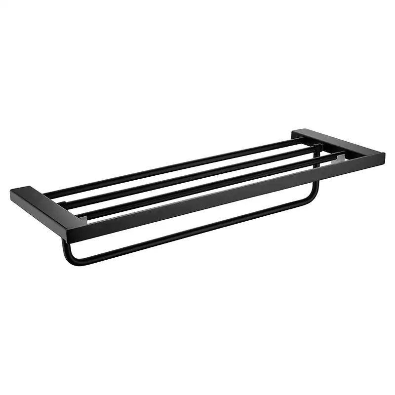 Полка для полотенец AVS Swart, 60 см, черный матовый, с полотенцедержателем фото 2