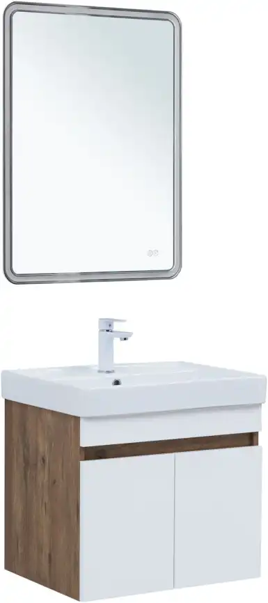 Тумба под раковину Aquanet Оптима 60 дуб рустикальный/белый сатин, 344791 фото 8