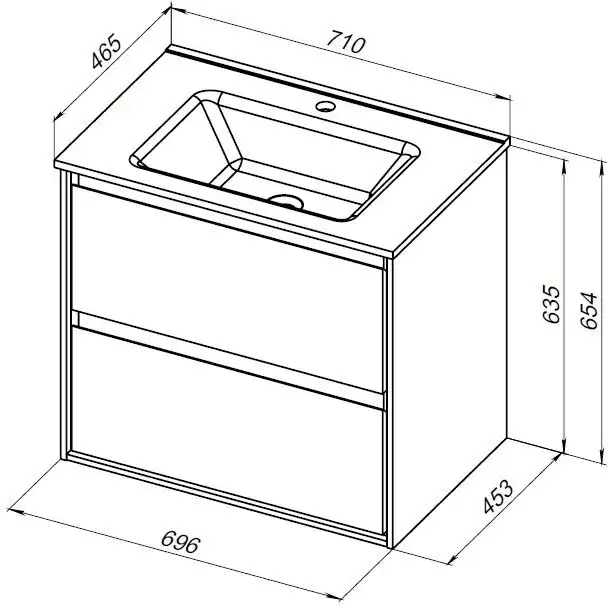 Тумба под раковину Aquanet Милан 70 белый глянец, подвесная, 336368 фото 2