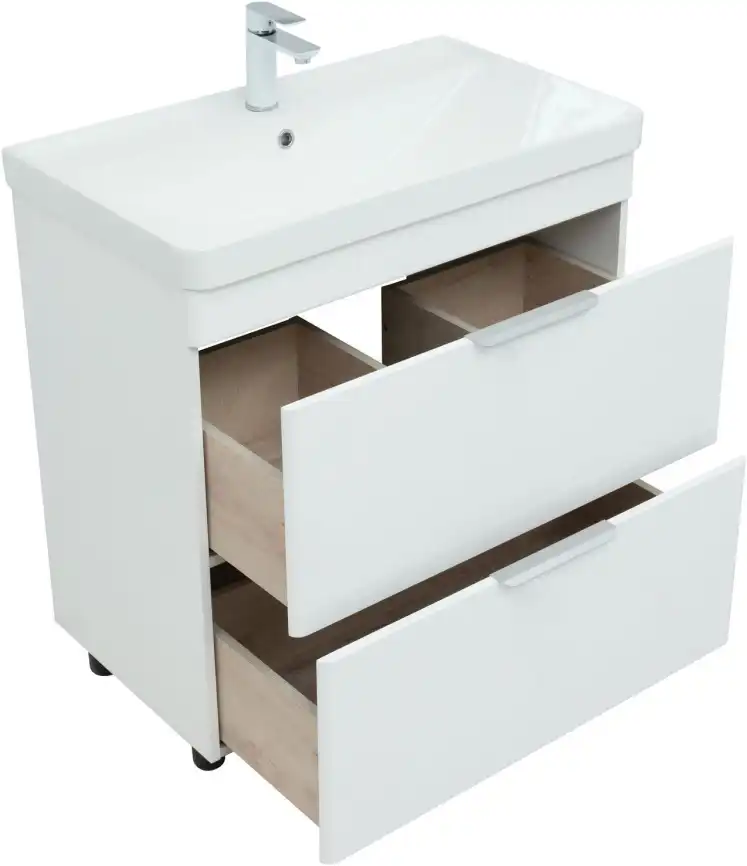 Тумба под раковину Aquanet Ирис new 85 белый глянец (2 ящика) 310154 фото 13