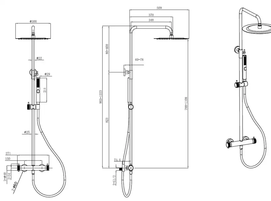 Душевая система Allen Brau Fantasy 5.11001-MG с термостатом, графит брашированный фото 2