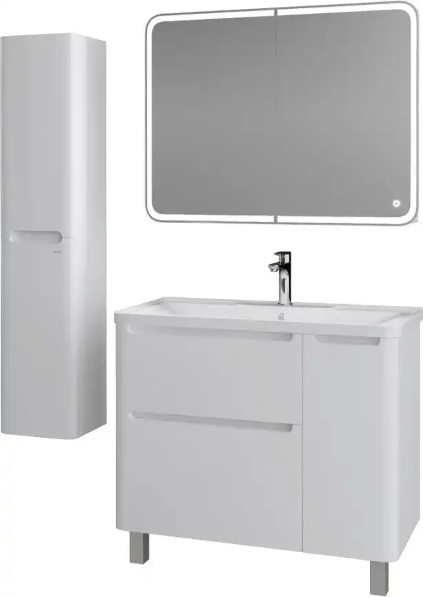 Тумба под раковину Grossman Адель 100 напольная, белая глянцевая (1010002) фото 5