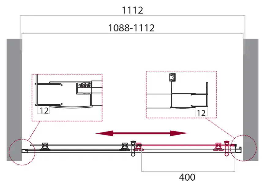 Душевая дверь BelBagno UNO-195 110 см, UNO-195-BF-1-110-C-NERO, профиль Черный, стекло Прозрачное фото 2