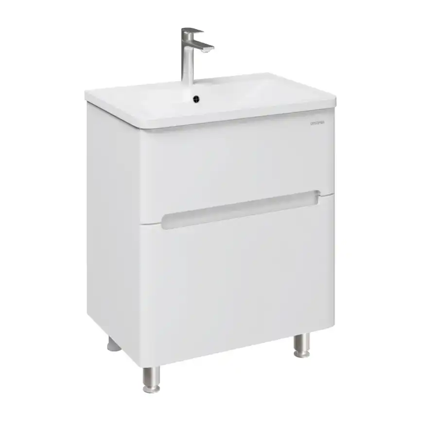 Тумба под раковину Grossman Адель-Норма 70 напольная, белая глянцевая (107018) фото 1
