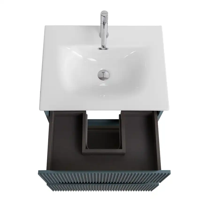 Тумба под раковину BelBagno UNO-600-2C-SO-AO подвесная, Голубой Матовый фото 5