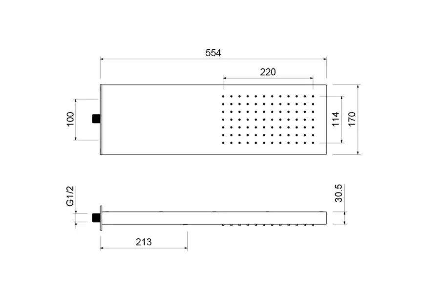 Верхний душ Aquatek настенный AQ2084MB, Черный матовый фото 2