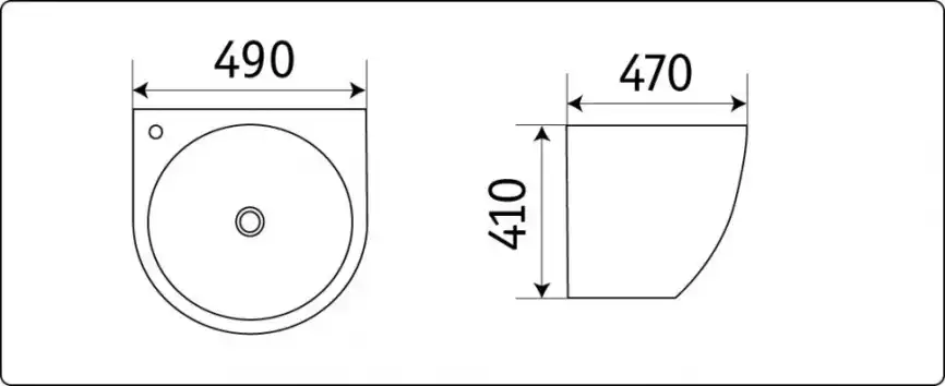 Умывальник CeramaLux 500FBW 490х470х410 Подвесная цвет Черный фото 3