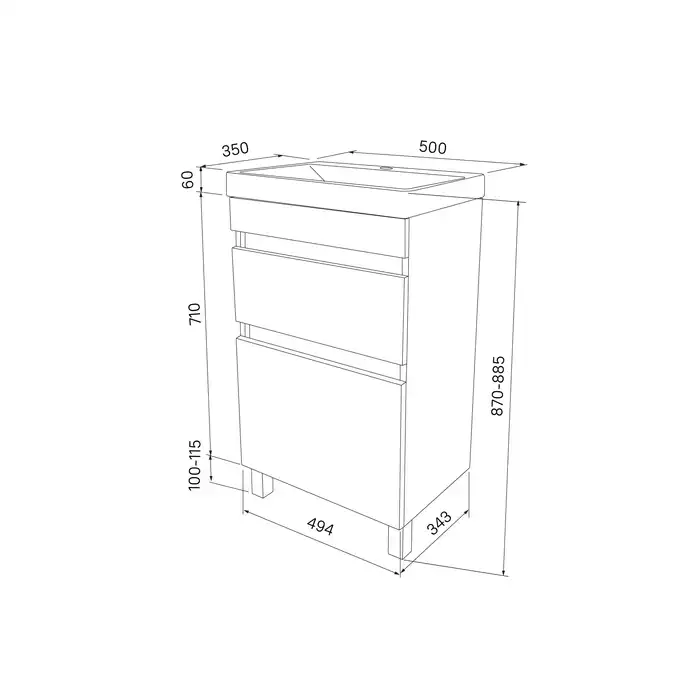 Тумба с раковиной IDDIS Zodiac 50, напольная, Белая, ZOD5CBFi95K фото 5