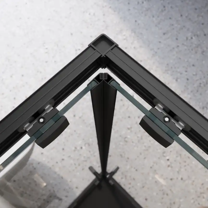 Душевой уголок BelBagno LUCE-A-2-90-C-NERO стекло прозрачное, профиль Черный матовый фото 3