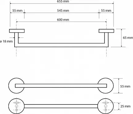 Полотенцедержатель 65 cм BEMETA DARK Черный матовый 104204040 фото 2