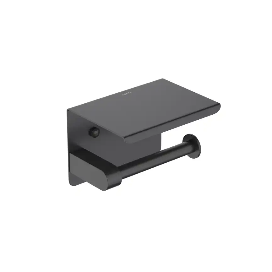 Держатель туалетной бумаги Aquatek Европа AQ4939MB с полкой, Черный матовый фото 1