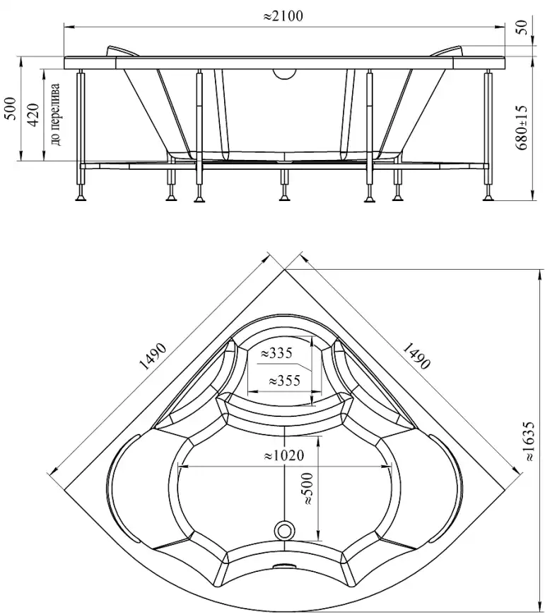 Акриловая ванна Radomir Сандра 150х150 (2-01-0-0-1-221), на каркасе, белая фото 9