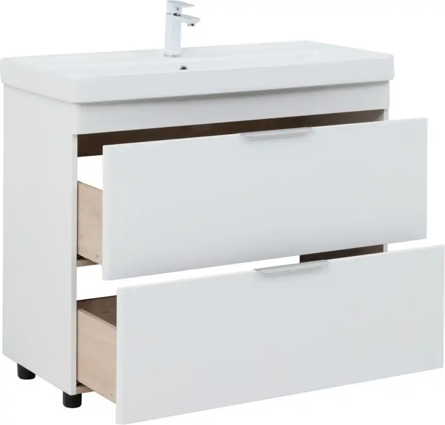 Тумба под раковину Aquanet Ирис New 100 напольная, белый глянец, напольная, 339257 фото 6