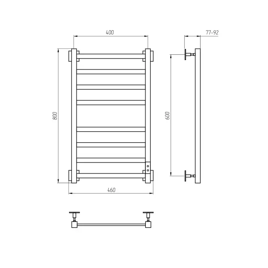 Полотенцесушитель электрический 40x80 AVS Техно с терморегулятором, оружейная сталь фото 3