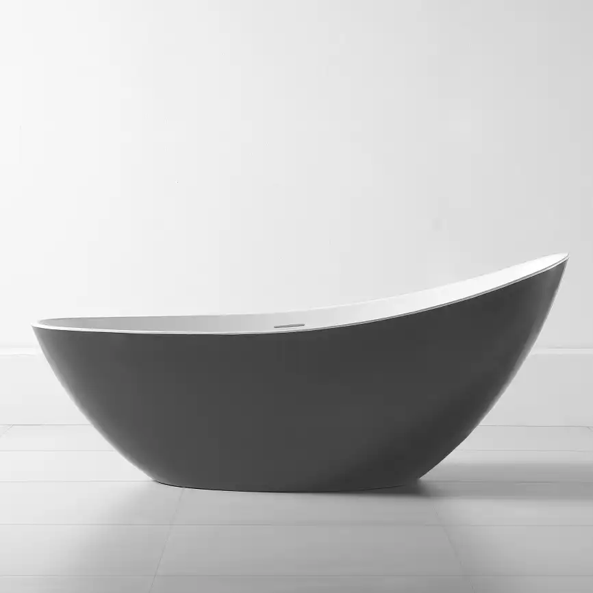 Акриловая ванна Abber 184х79 AB9233G, отдельностоящая, Серая матовая фото 7