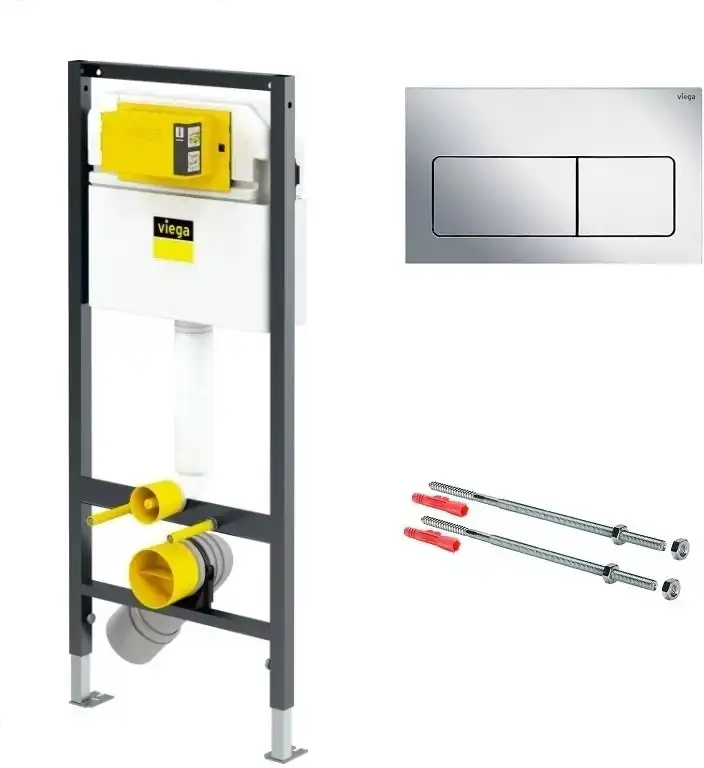 Инсталляция Viega Prevista Dry 792824 для подвесных унитазов с бачком, с клавишей смыва Хром фото 1