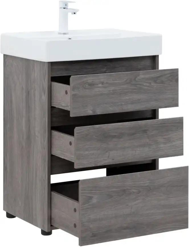 Тумба под раковину Aquanet Nova Lite 60 дуб рошелье (3 ящика) 302470 фото 8