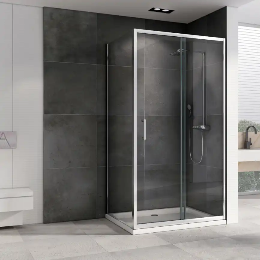 Душевой уголок ABBER Schwarzer Diamant 110х100 см, AG301105-S1005, профиль хром, стекло прозрачное фото 2